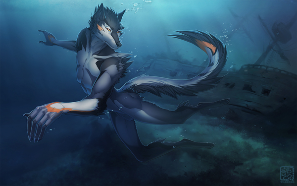 Under the water - NSFW, Furry, Anthro, Art, Furotica, Wildering