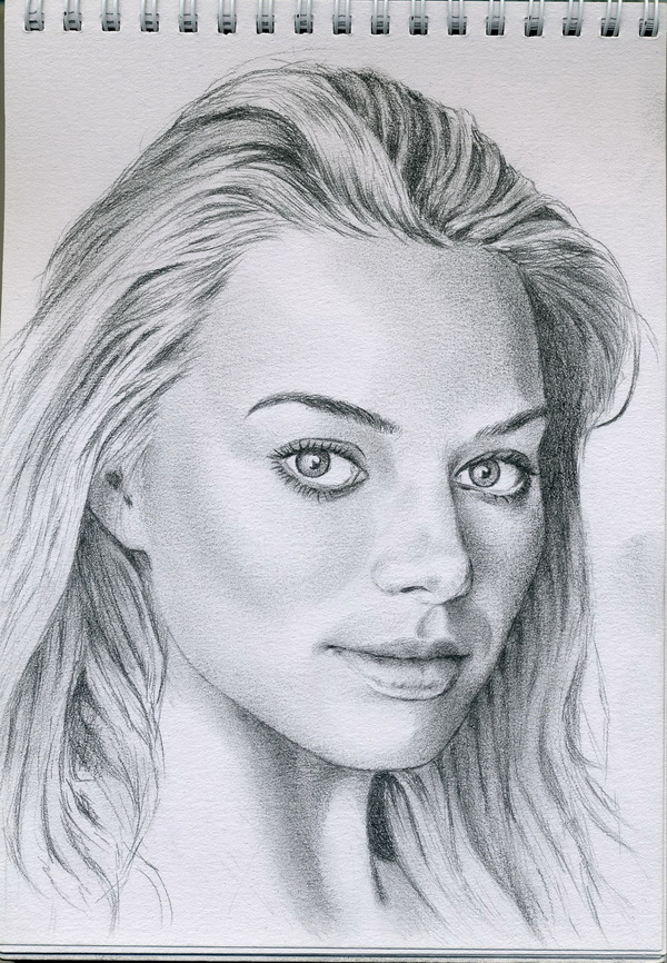 Margot Robbie - My, Margot Robbie, Drawing, Sketch, Pencil drawing, Portrait by photo