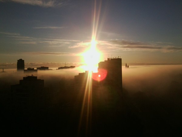 Russia. - My, Morning, Window, From, View, Fog, dawn