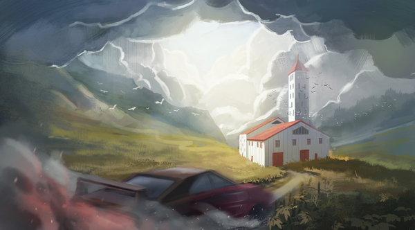 Environment Sketch - My, Environment, Landscape, Computer graphics, The mountains, Car, Speed ??painting, Painting