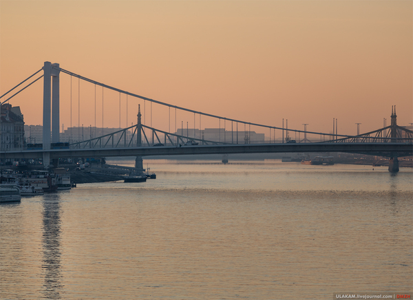 Five bridges. - My, Town, Architecture, Bridge, River, dawn, Danube, Budapest, Morning