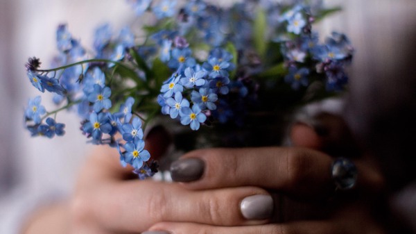 Forget-me-not time has come) - Forget-me-nots, Epoxy resin, A bracelet, Earrings, Needlework without process, Ring, My, Longpost