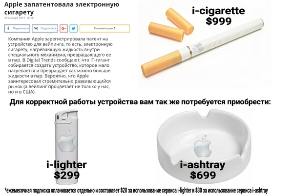 Electronic cigarette from Apple (version) - My, E-cigarettes, Apple, Collage, Fantasy, Humor