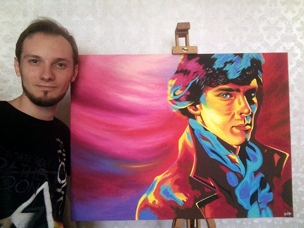 Sherlock acrylic on canvas, 60x80cm - My, BBC Sherlock series, Sherlock Holmes, Painting, Portrait, Skrint4