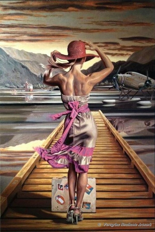 Paintings by Peregrine Heathcote - , , Longpost, Painting, Retro, Romance, Airplane