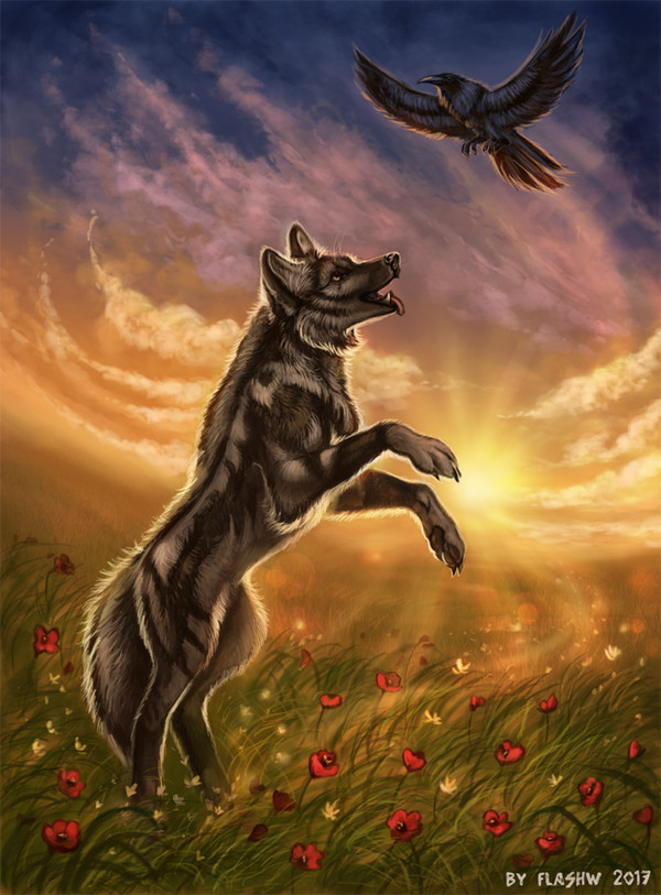 Sunlights - Deviantart, Drawing, Landscape, Dog, Birds, Flashw