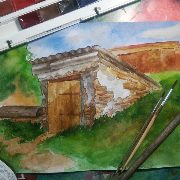 Vintage cellar in watercolor - My, Watercolor, Drawing, My