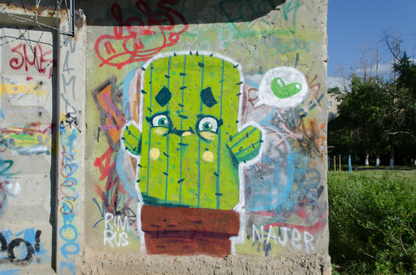 Cuddling Cactus - Street art, Graffiti, Artist, , Cactus, Longpost