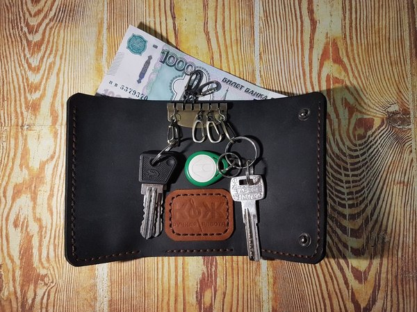 Key purse - My, Leather, Leather, Handmade, Wallet, Keys