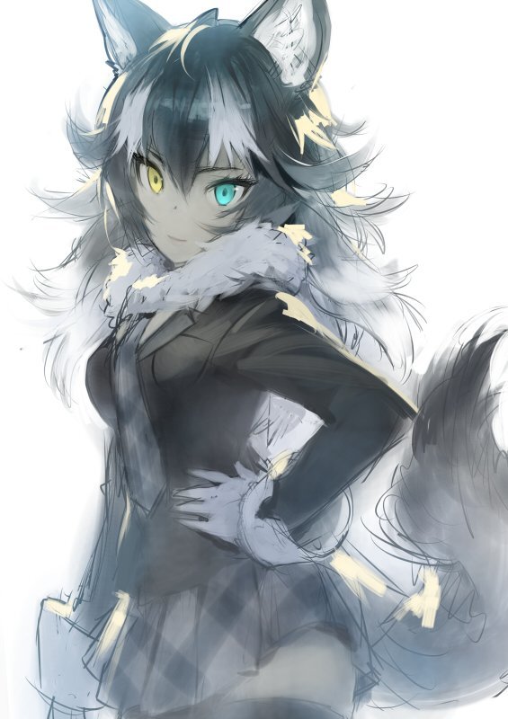 As promised yesterday, I personally like the first one the most. And yes, she is a mangaka. - Anime art, , Longpost, Kemono friends, Grey Wolf