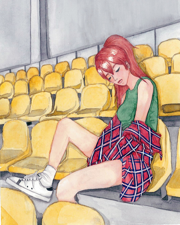 Stadium - My, Art, Drawing, , , Watercolor