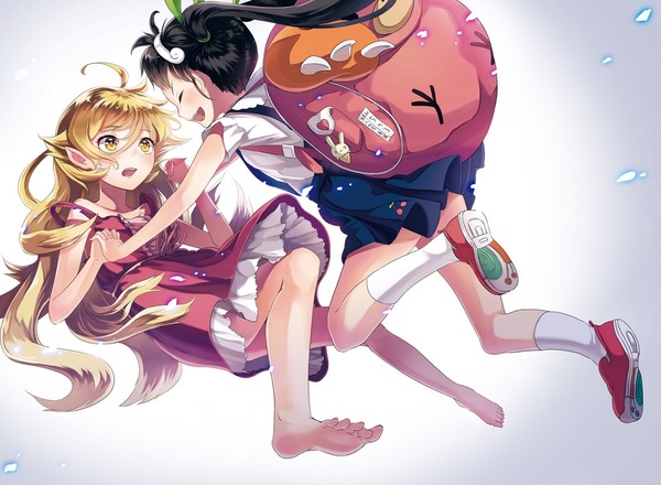 A long-awaited meeting, after parting ... - Anime, Anime art, Shinobu oshino, Hachikuji Mayoi, Monogatari series, Art