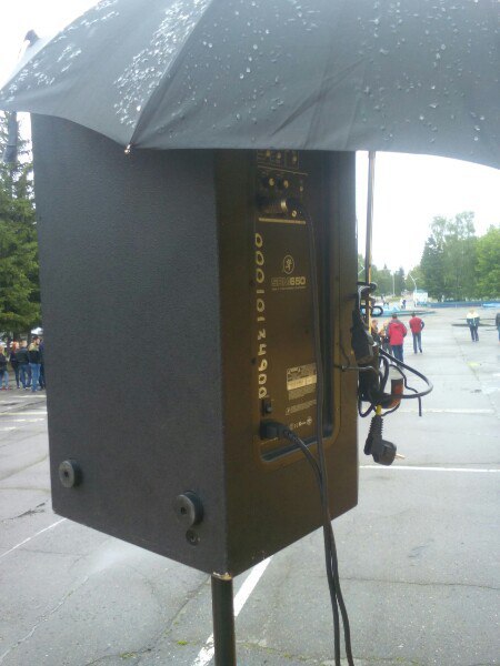 It's good to have an umbrella handy... - My, Recordist, Music, Concert, Loudspeakers, Biysk, Russia Day, First post