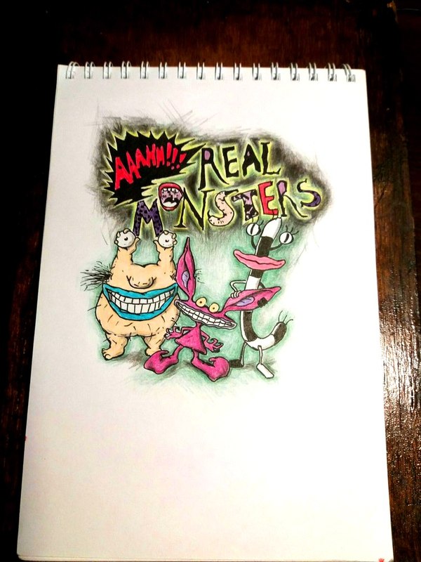 Who remembers these wonderful guys?) - My, Drawing, Aaahh!!! Real Monsters, Sketch, Colour pencils, Nostalgia, Animated series