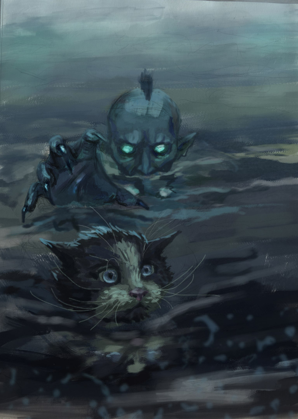 I am a water... - My, Witcher, Fan art, Witcher Art, Art, Utopian, cat