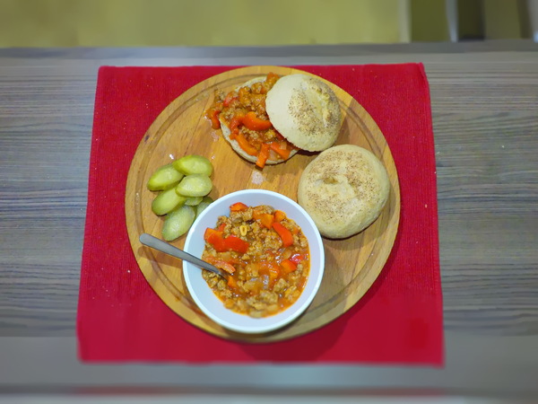 Budget Burger Sloppy Joe (Sloppy Joe). - My, Longpost, Video recipe, Recipe, Photorecept, Cooking, Food, Burger, Video