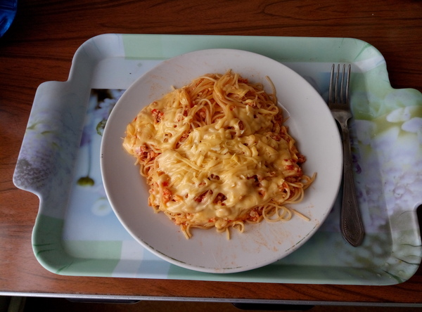 Chicken pasta - quick and tasty breakfast - Longpost, Cooking, Chicken fillet, Spaghetti, Paste, Breakfast, My