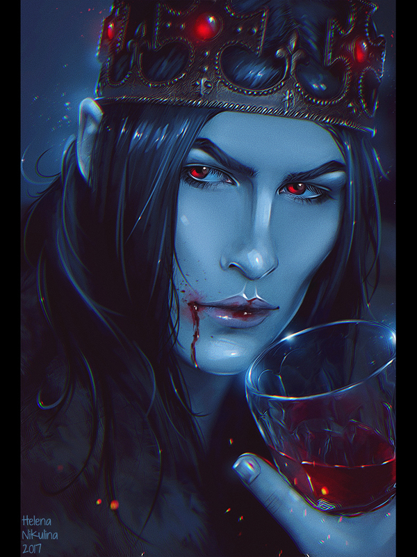 Bloody King. - My, Art, Elena Nikulina, Vampires, King, Blood, Crown, Red eyes