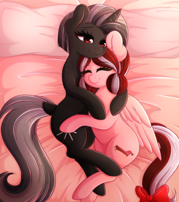 Morning Snuggles My Little Pony, Ponyart, Original Character, , MLP Lesbian, Shurelya, Cherry Blossom