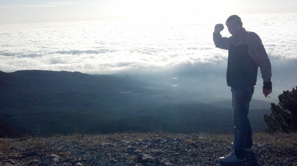 In one of these places, I managed to leave my shadow on the clouds...shadow..on the clouds... - My, Tourism, Nature, , Hike