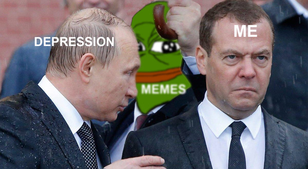 Eternal confrontation - Dmitry Medvedev, Vladimir Putin, Rain, Memes, Pepe