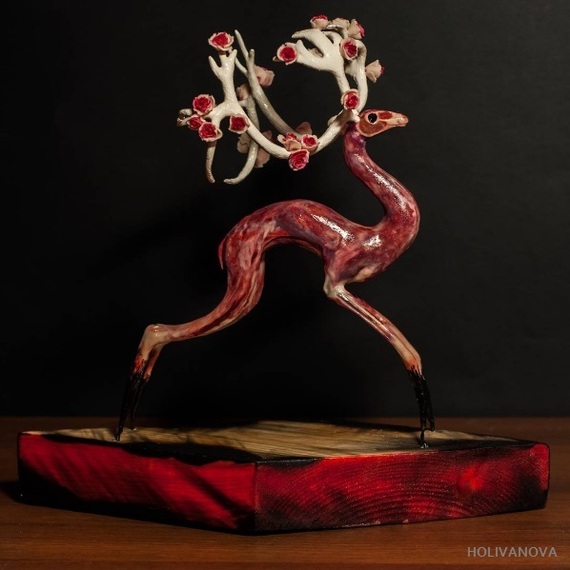 Sculpture from polymer clay - My, Deer, Polymer clay, Creation, Handmade, Surrealism, Longpost, Deer