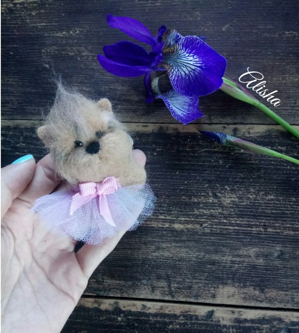 Yorkshire terrier brooch - My, Yorkshire Terrier, Handmade, Dry felting, Presents, Wool toy, Pet, Dog, Pets