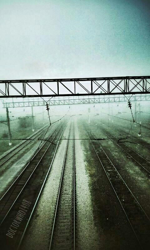 Over the road - My, My, The photo, Railway, Morning, Fog, Screensaver, Wallpaper, Phone wallpaper