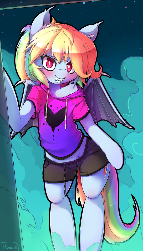 Rainbow Dash the Bat - My Little Pony, Rainbow Dash, Batpony, t-Hoodie, Арт