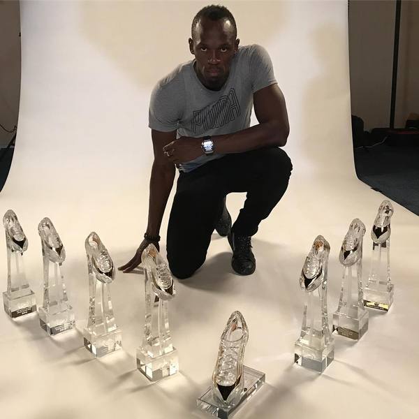 Usain Bolt and his collection - Champion, Runner, It seemed, Crystal
