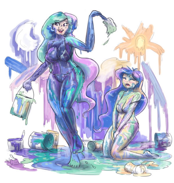 Painted Princess Sisters My Little Pony, Princess Celestia, Princess Luna, , MLP Edge, King-kakapo
