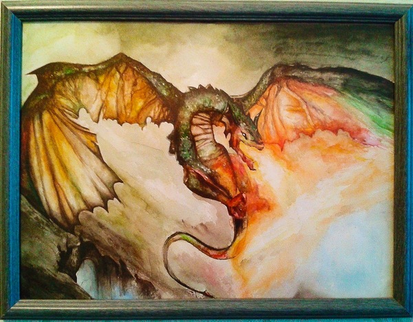 watercolor dragon - My, The Dragon, Watercolor, Drawing, Painting