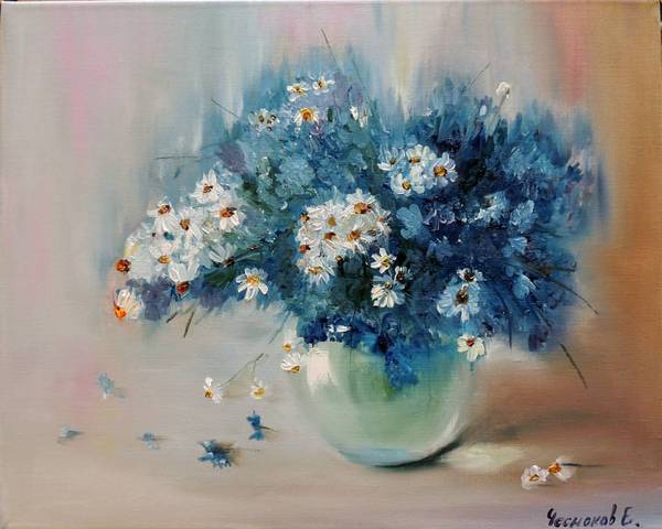 Wildflowers - Art, Drawing, Painting, Flowers, Oil painting, 