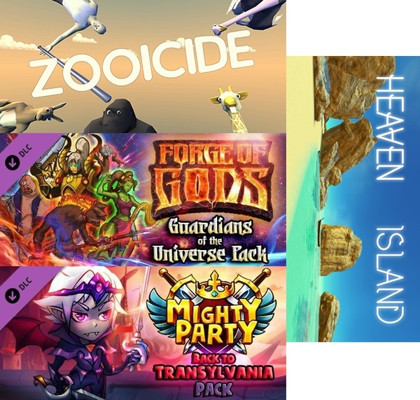 Zooicide, Mighty Party: Back to Transylvania Pack DLC, Forge of Gods - Guardians of the Universe Pack DLC, Heaven Island - VR MMO Zooicide, Mighty Party, Forge of Gods, Heaven Island, Steam, , Giveaway
