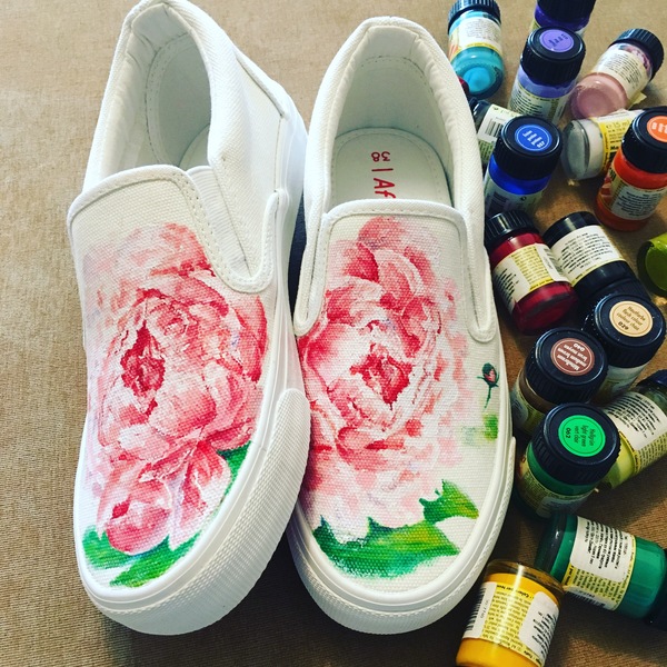 Not many colors - My, Painting on fabric, Shoe painting