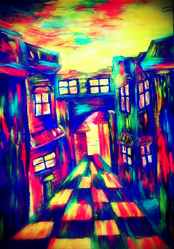 my old house - My, Art, Painting, Color, Town, Emptiness, Memories, Road