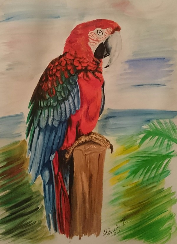 Who is not a coward, I will answer that! Keep the course, towards the rest! - My, League of Artists, Painting, Gouache, A parrot, King and the Clown, Artist
