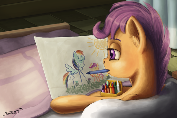 For the best pony in Equestria My Little Pony, Ponyart, Scootaloo, Rainbow Dash, Sa1ntmax