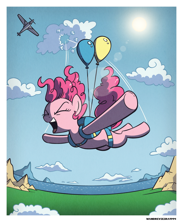 Skydiving My Little Pony, Ponyart, Pinkie Pie, Wandrevieira1994