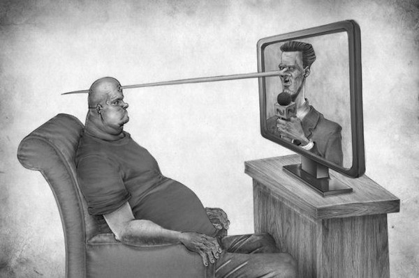 Advertising straight to the brain - Drawing, TV set, Evil, 