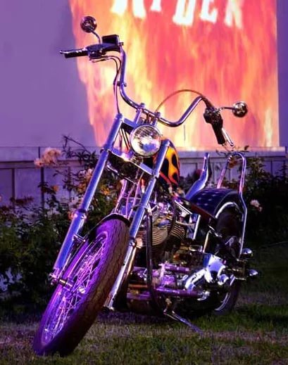 Harley Davidson chopper 1954 or 1959. I don’t know the exact year. But from some model of those years they made a ghost rider motorcycle ... - Classic, Retro, beauty, Motion, Moto, Harley-davidson, Chopper, Movies