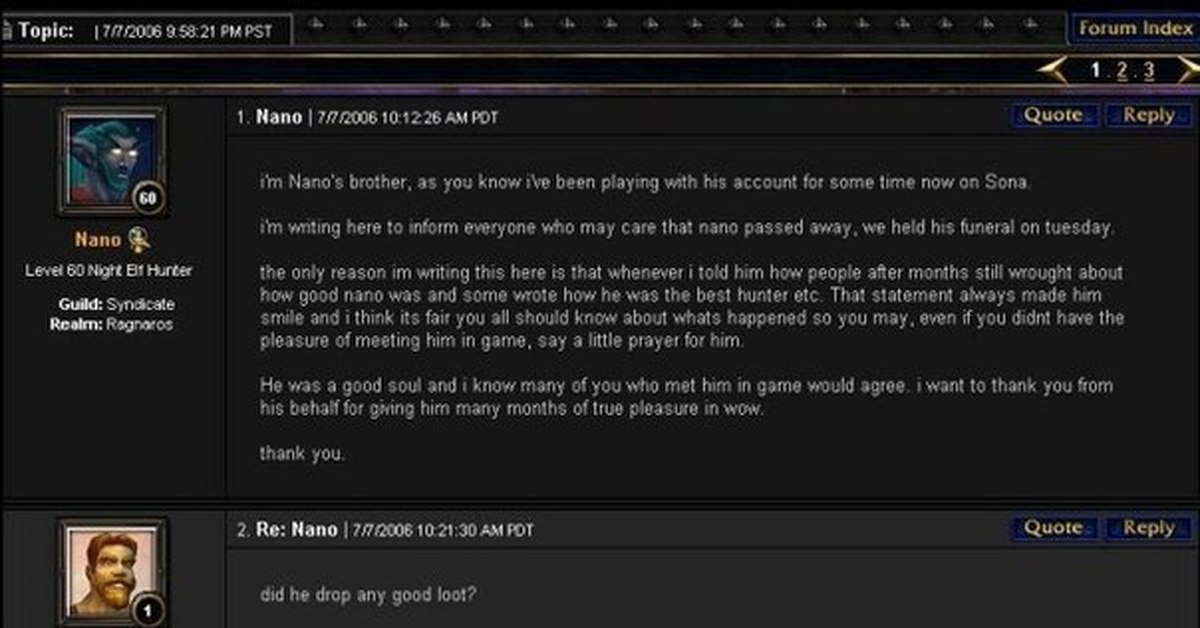 Forum indexes. Did he Drop any good Loot. A good Drop!. Loot.