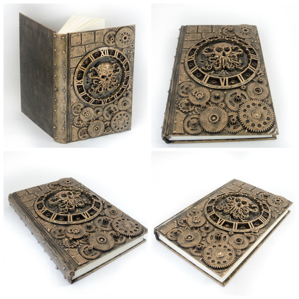 Notepad, almost normal - My, Notebook, Cover, Steampunk, , Cthulhu, Imitation, Cogwheels