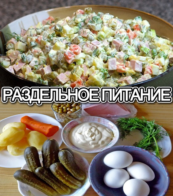 How do I understand separate meals? - My, Separate meals, Wrong, Olivier salad, Ingredients