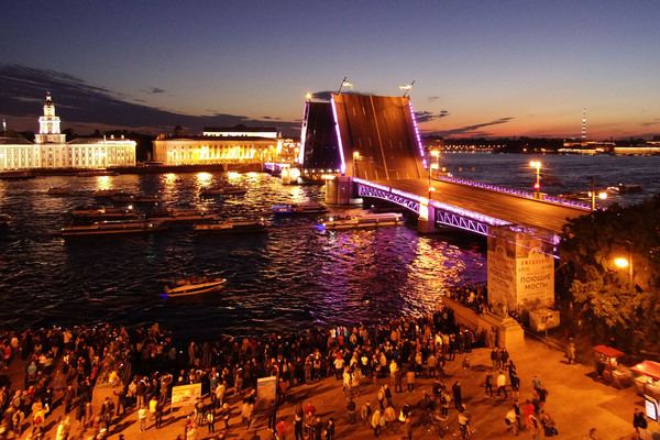 Night, Peter, bridges - My, Saint Petersburg, Drawbridges, Night, Aerial photography, 