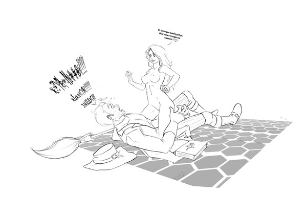 Smooth landing - NSFW, My, Sketch, Witches, The inquisition, , Drawing, Digital drawing, Humor