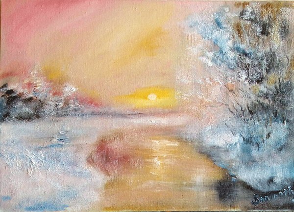 Zimulka.Oil - My, Winter, Painting, 