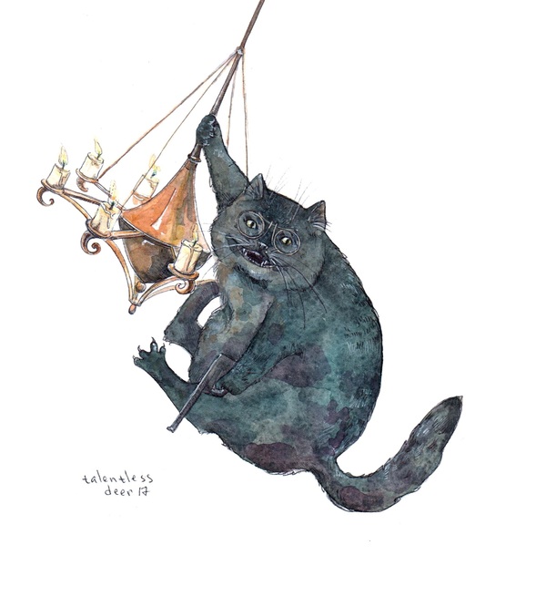 Cat hippo - My, cat, Watercolor, Art, Illustrations, hippopotamus, Master and Margarita, Drawing, Graphics