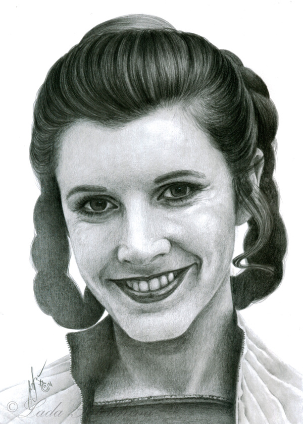 A portrait with a simple pencil. - My, My, Drawing, Portrait, Simple pencil, Princess Leia, Star Wars, Carrie Fisher