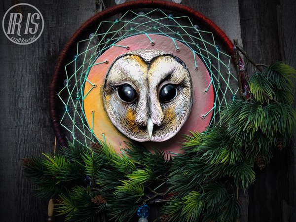 Clay owl nest - My, Dreamcatcher, With your own hands, Creation, Needlework without process, Needlework, Owl, Owl